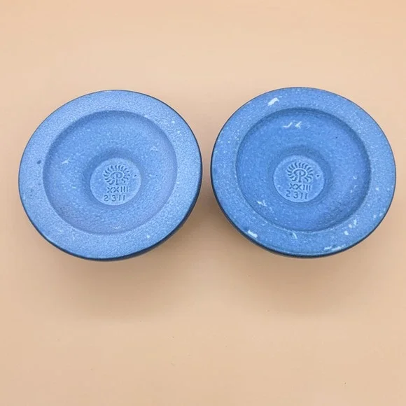 Antique Rookwood Pottery Lily Pad Candlestick Pair #2311 Blue circa 1923 - Picture 7 of 13